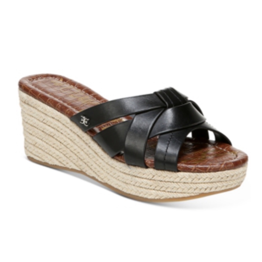 Sam Edelman Ramona Black Leather Espadrilles
